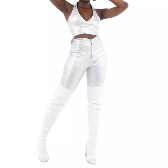 FROM GRAYSCALE Grayscale Shimmer Capri Pants - Medium - NWT - Picture 2 of 4